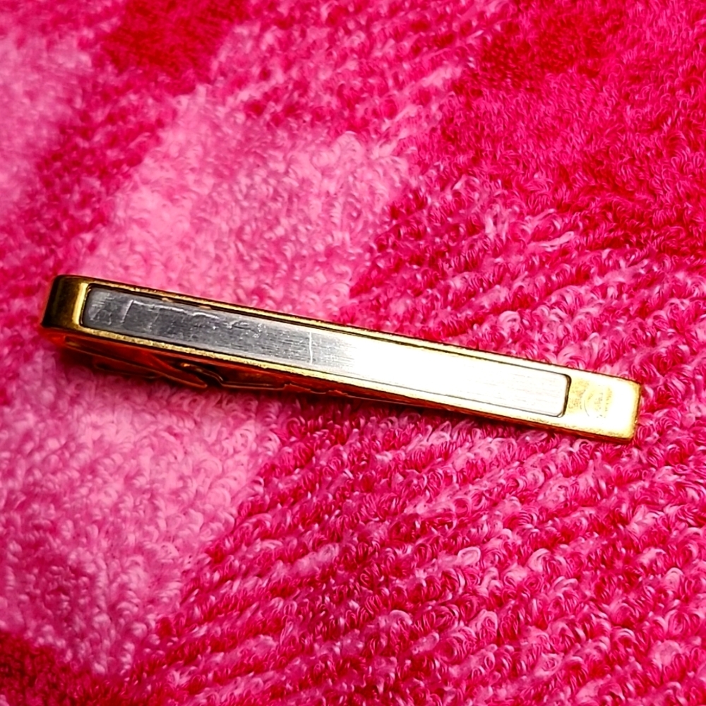 Dunhill Tie pin Clip Bar color Silver and Gold Dunhill Logo Men's Jewelry